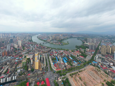 航拍湖南邵阳城市风光