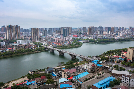 航拍湖南邵阳城市风光