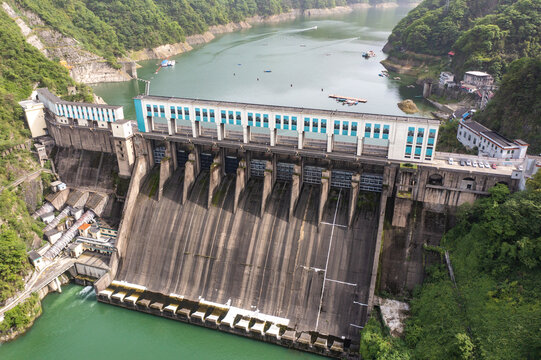 航拍湖南益阳安化县柘溪水库