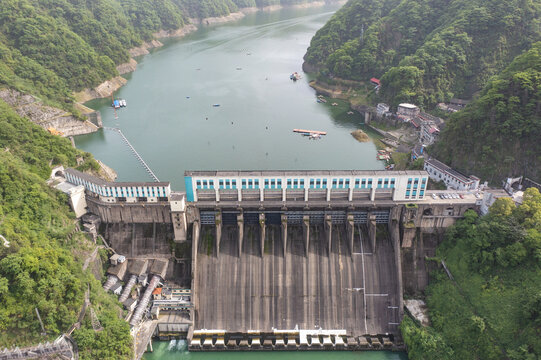 航拍湖南益阳安化县柘溪水库