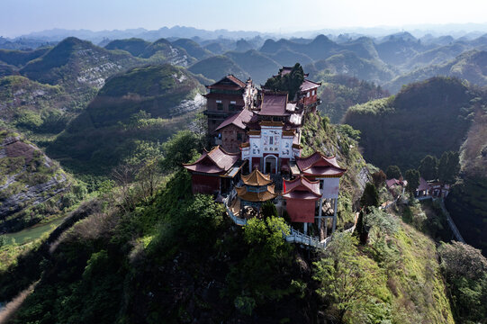 航拍湖南怀化洪江市沙湾乡风光