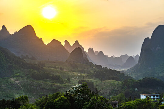 航拍广西桂林阳朔桂林山水