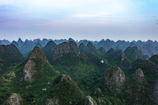 航拍广西桂林阳朔桂林山水