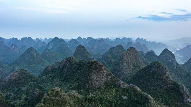 航拍广西桂林阳朔桂林山水