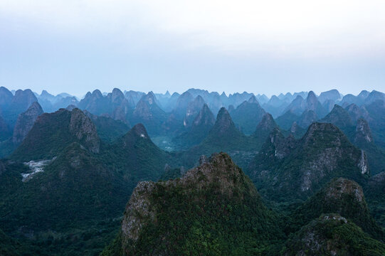 航拍广西桂林阳朔桂林山水