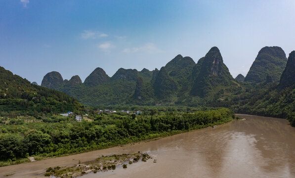 航拍广西桂林阳朔桂林山水