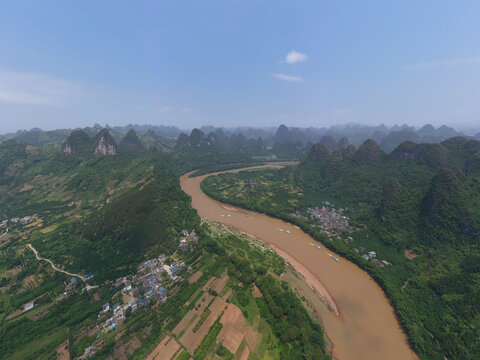 航拍广西桂林阳朔桂林山水