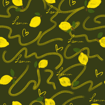 手绘可爱线条卡通柠檬包装图案