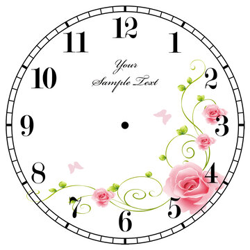 欧式花卉挂钟表盘设计钟面
