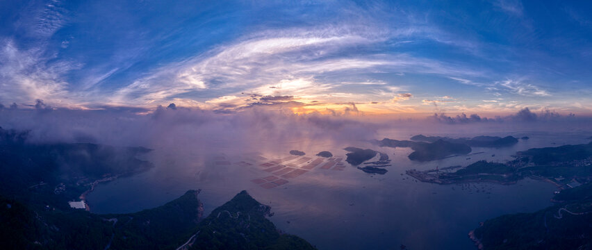 霞浦海田日出全景