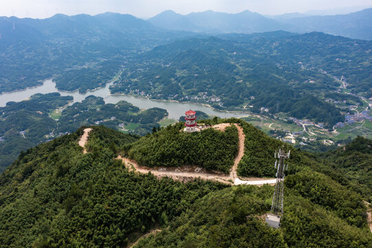 航拍湖南长沙宁芙蓉山普济寺