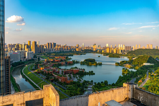 航拍湖南长沙城市景观