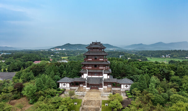 航拍湖南长沙宁乡花明楼景区