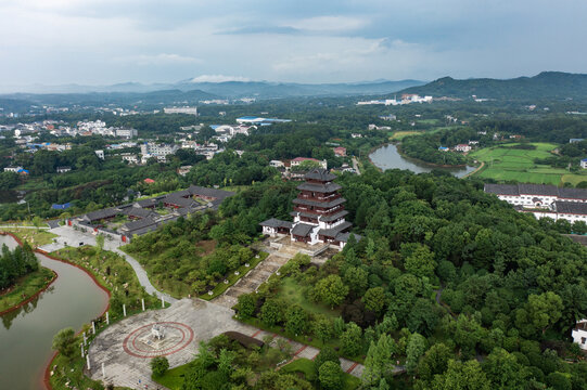 航拍湖南长沙宁乡花明楼景区