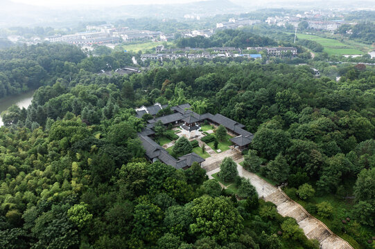 航拍湖南长沙宁乡花明楼景区