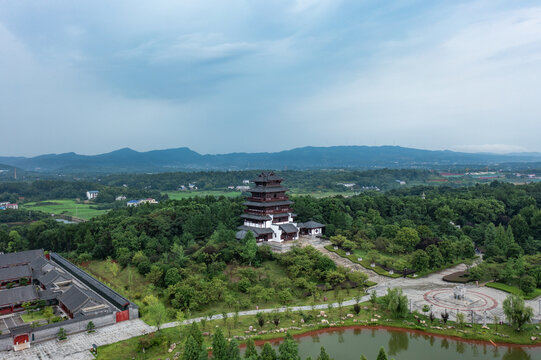 航拍湖南长沙宁乡花明楼景区