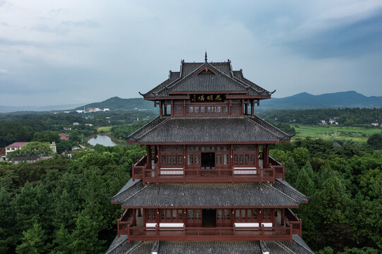 航拍湖南长沙宁乡花明楼景区