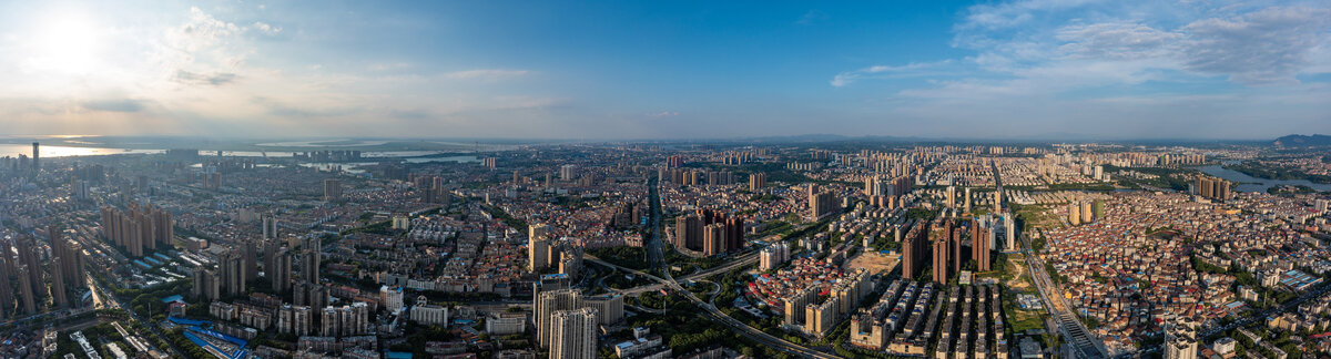 航拍湖南岳阳市城市景观