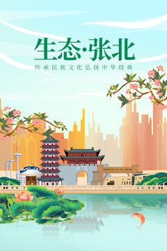 张北县绿色生态城市宣传海报