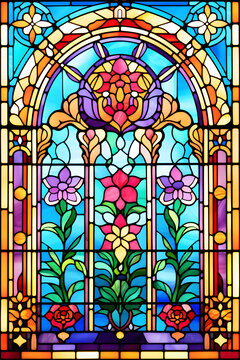 彩色教堂玻璃画