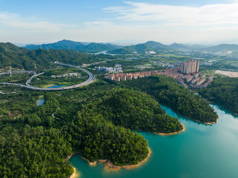 广东珠海斗门金台寺水库航拍