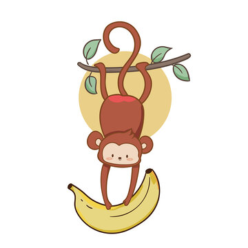 香蕉猴子矢量图