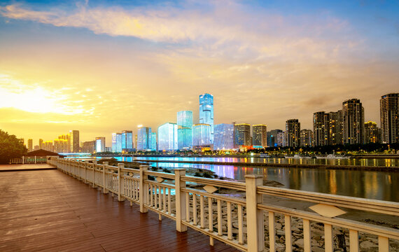 福建福州现代城市夜景