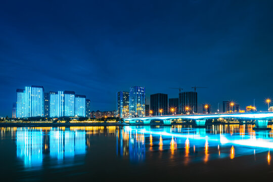 福建福州现代城市夜景