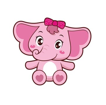 卡通可爱粉色小象