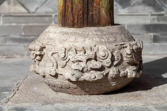 五台山普化寺古建石雕石刻柱子