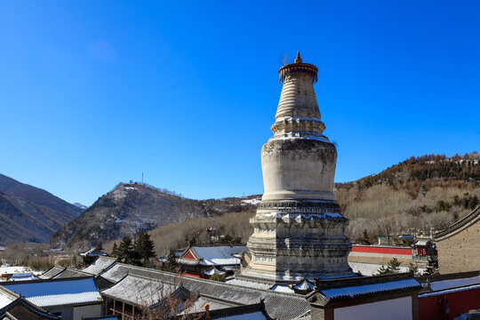 五台山大白塔显通寺塔院寺