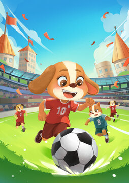 小狗踢足球