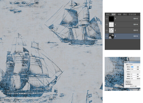 地中海海洋风帆船印花墙纸窗帘