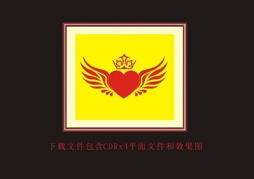 皇冠翅膀爱心花纹底纹