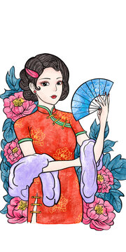 民国美女插画