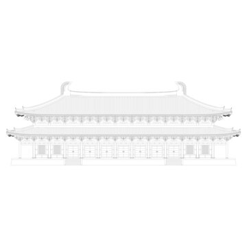 含元殿正立面线稿图