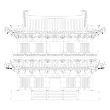 阁楼正立面线稿图