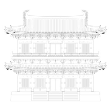 阁楼正立面线稿图