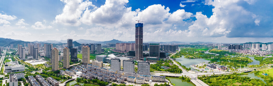 温岭九龙湖城市风光全景