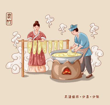 腐竹插画手绘