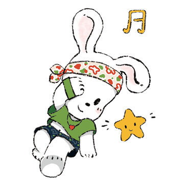 跳街舞的小兔子卡通形象