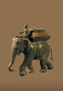 骑象人物铜像
