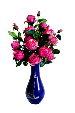 青花瓷花瓶玫瑰插花
