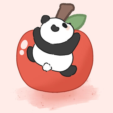 卡通熊猫苹果封面图案