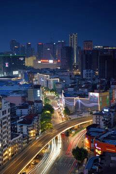 杭州钱江新城建筑风光夜景