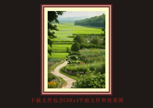 抽象艺术小路乡江小路田野画