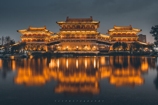 隋唐洛阳城九洲池夜景