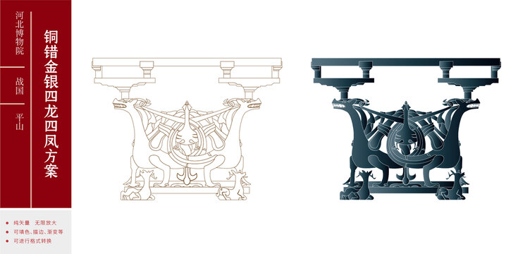 错金银四龙四凤铜方案