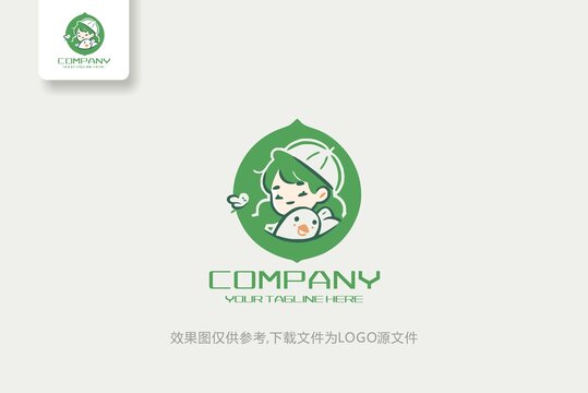 抱着鸭子的小女孩logo