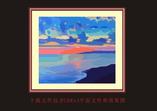 风景画大海蓝天白云装饰画